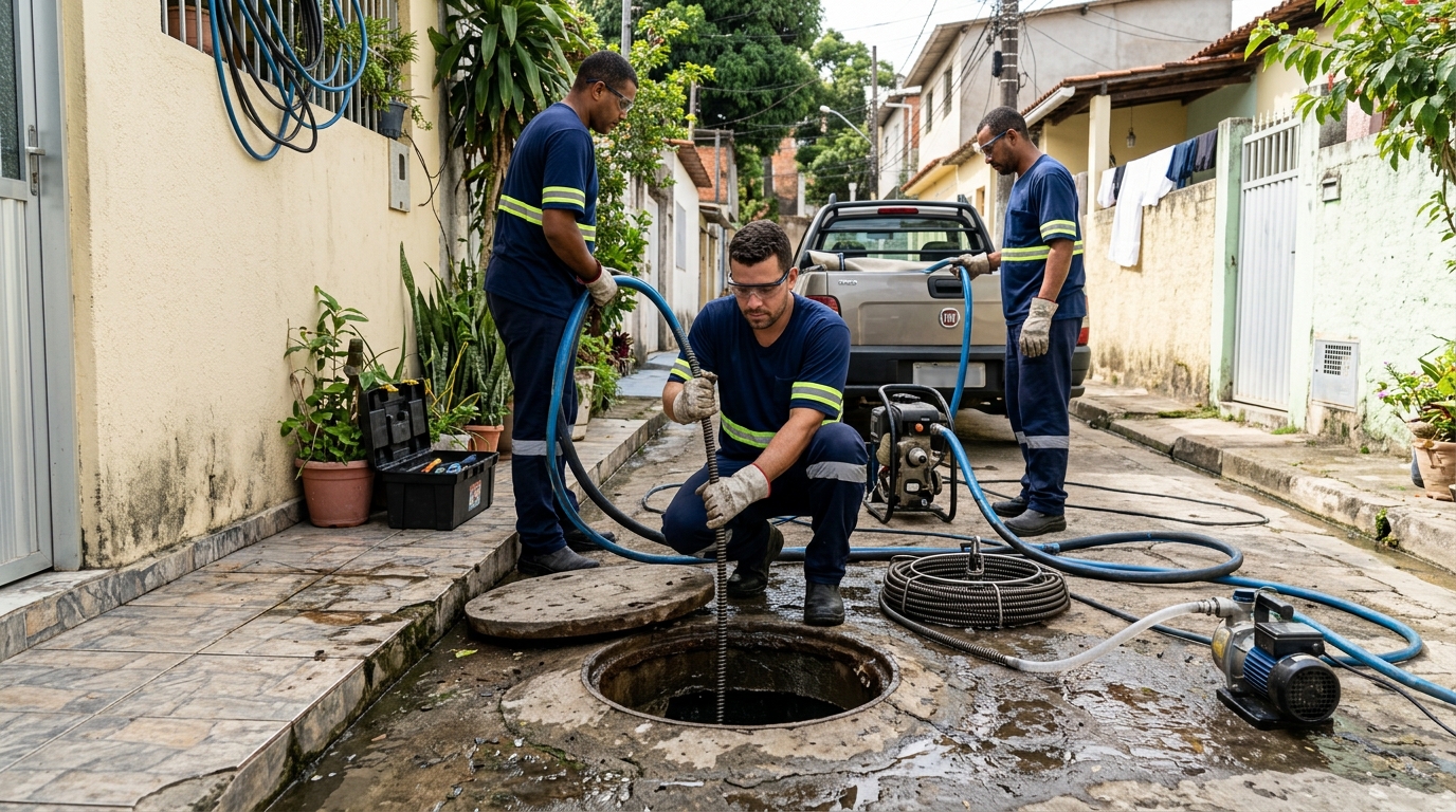 Desentupimento de esgoto com hidrojateamento em São Bernardo do Campo-SP