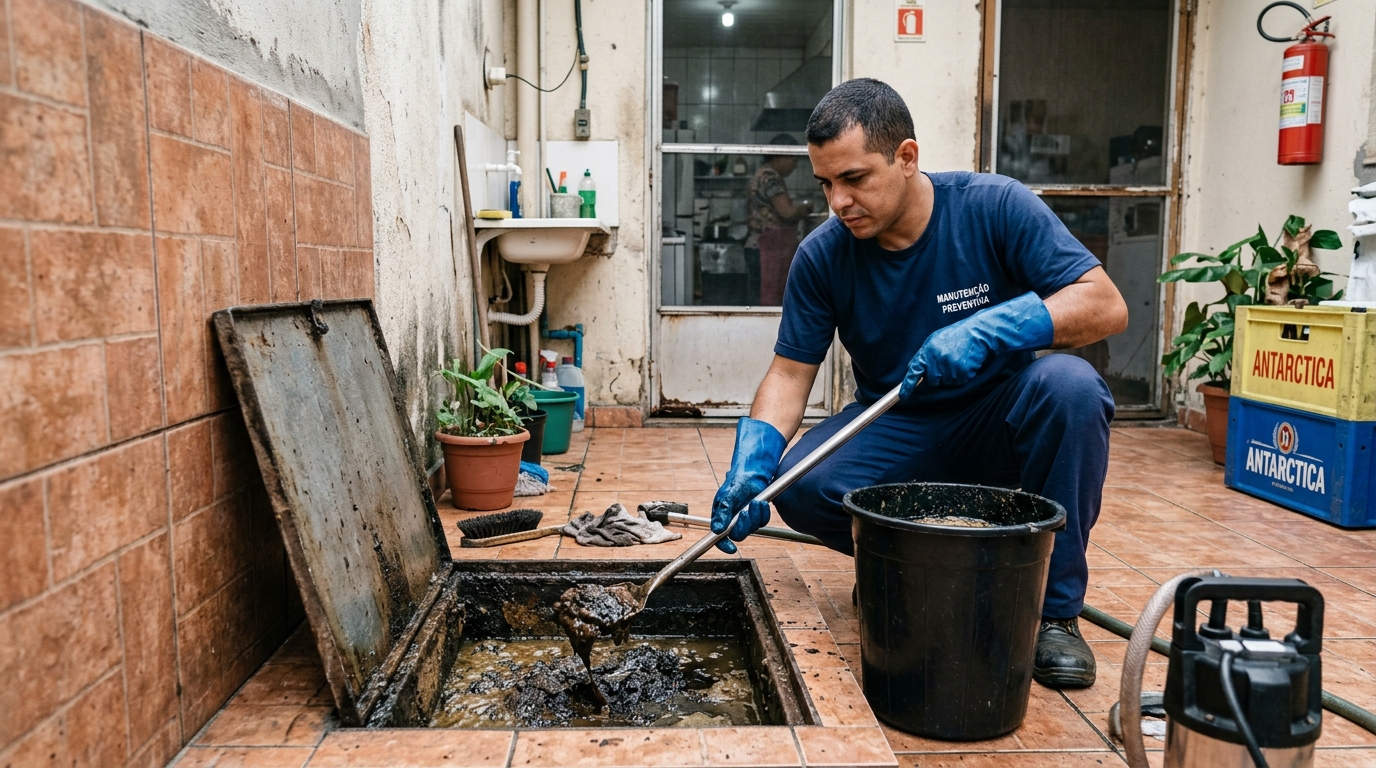 Equipe de limpeza de caixa de gordura em São Bernardo do Campo-SP